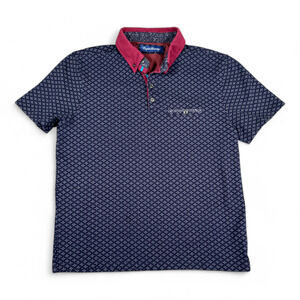 English Laundry Polo Shirt Adult MEDIUM Navy Blue Graphic Pattern Pocket